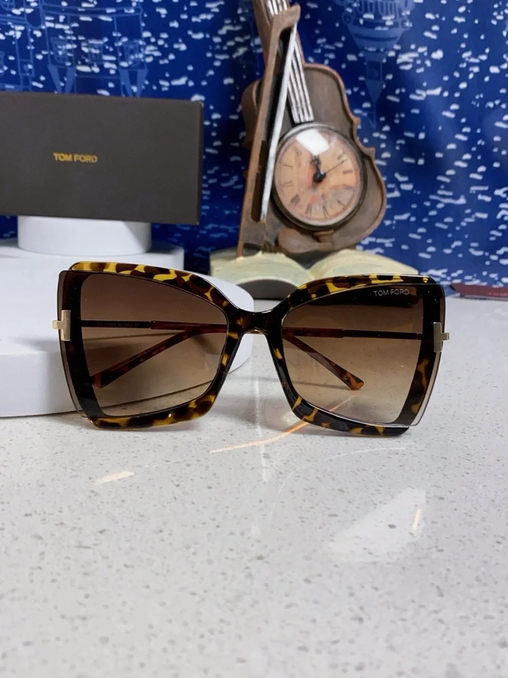 Tom Ford Tortoiseshell Square Women's Sunglasses with Brown Gradient Lenses
